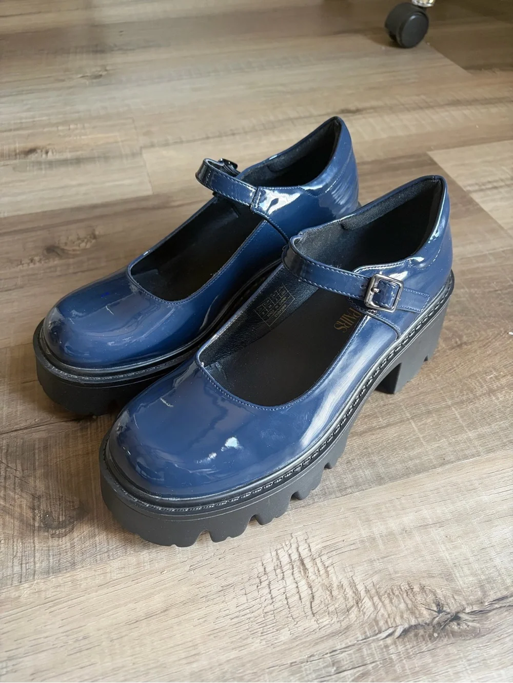 Dream Pairs Navy Patent Chunky Platform Mary Jane